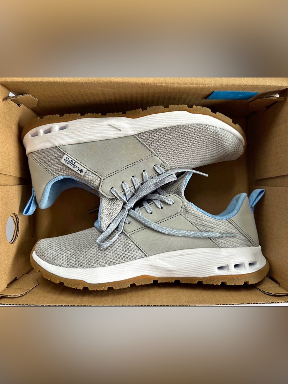 Columbia Women’s Light Gray and Light Blue Athletic Sneakers